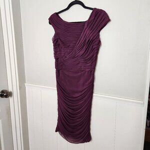 TADASHI SHOJI Deep Plum Purple Ruched Sheath Dress
